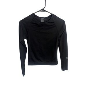 PINK Victoria's Secret Wm Med Black Long Sleeve Thumb Holes Athleisure Exercise